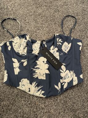 WHITE FOX - in the morning bustier navy rose NWT XL